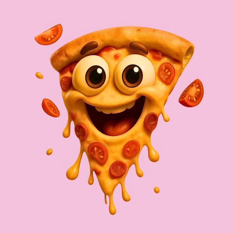 Illustration de visage de pizza heureuse