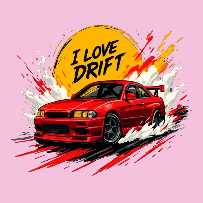 Red Drift Car Splash Artwork