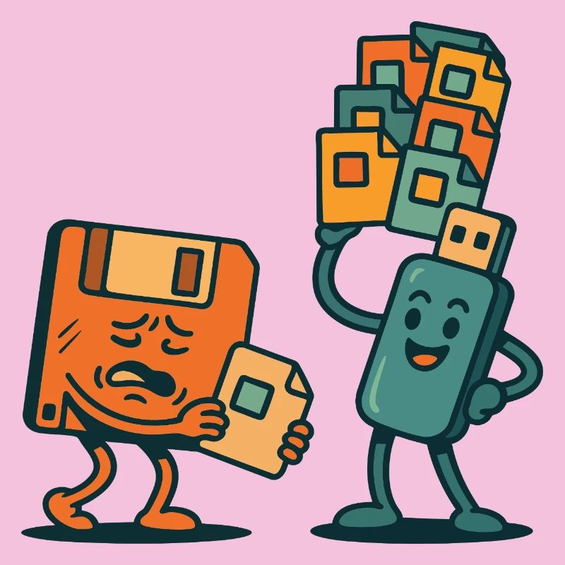 Floppy Disk vs USB Drive Retro Tech Sarcasm