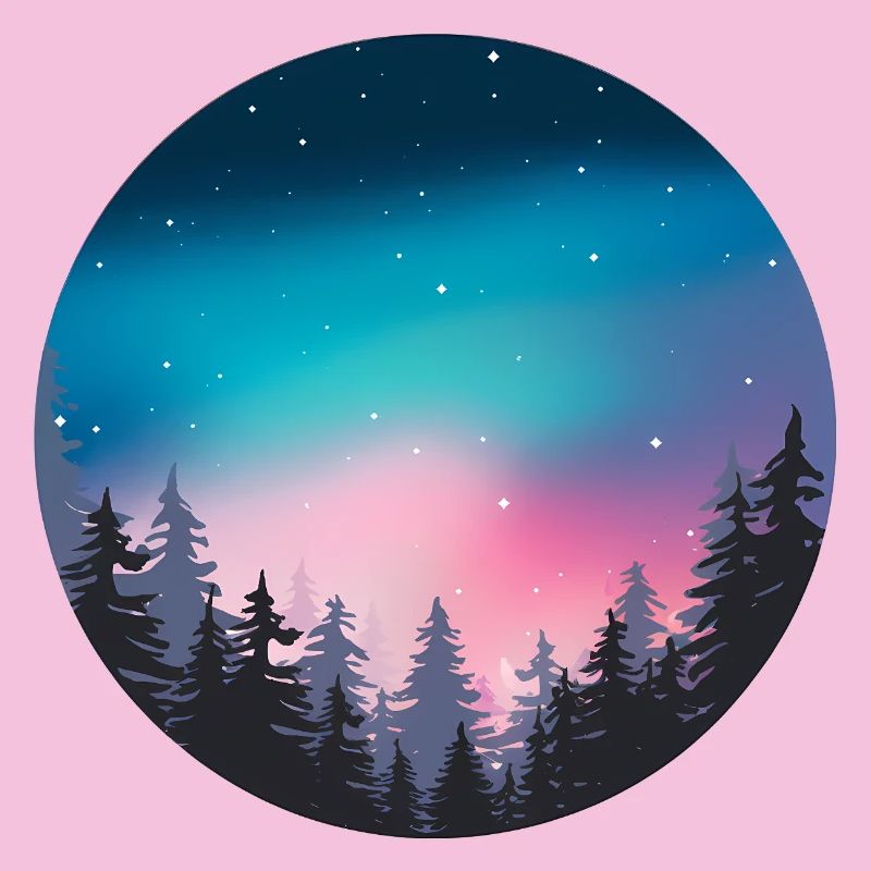 Nachthimmel, Aurora, Waldlandschaft