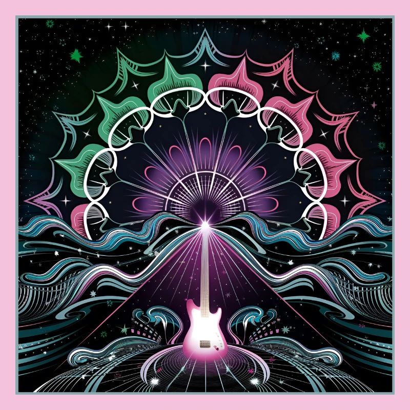 Neon Psychedelic Guitar Masterpiece
