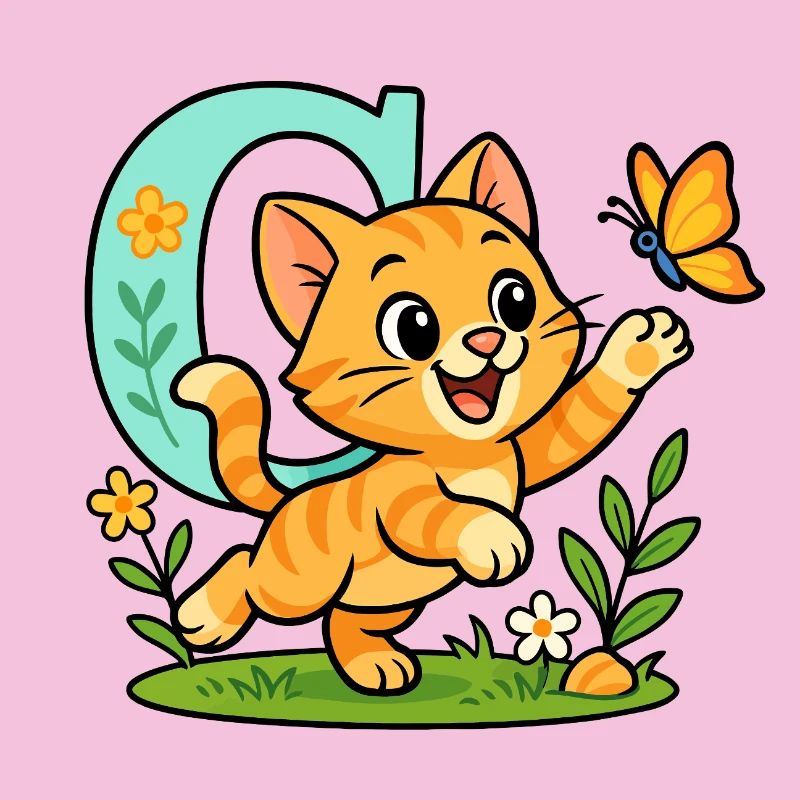 c comme... chat ! Design alphabet mignon