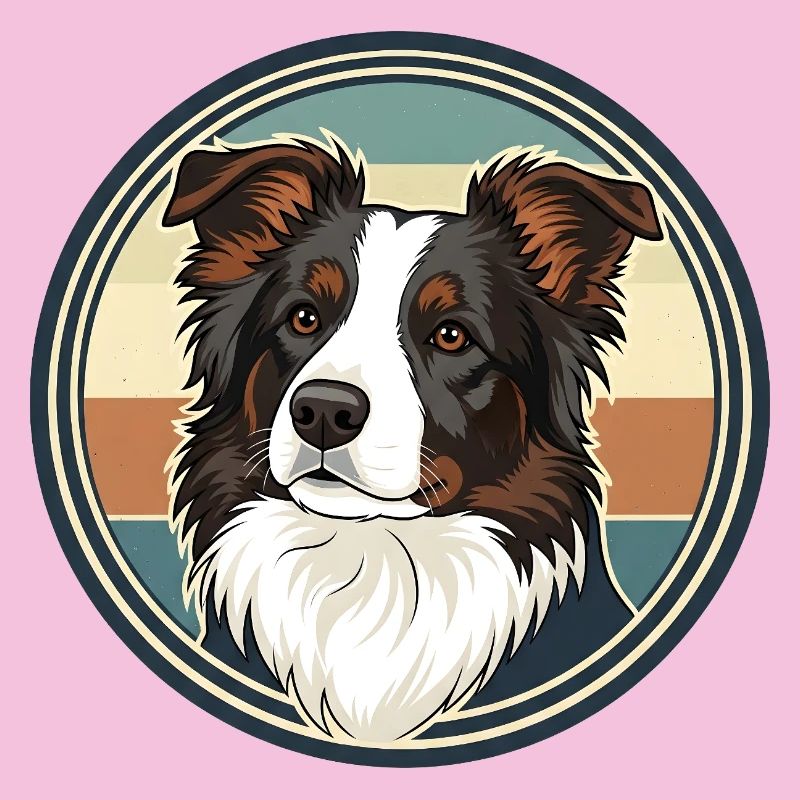 Border Collie Retro Emblem Design