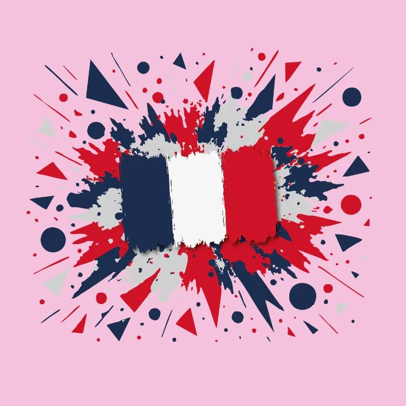 Drapeau Français Peinture Éclaboussures Design