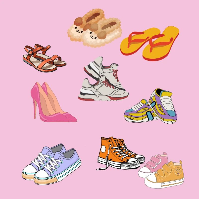Collection de pantoufles et de baskets pastel mignonnes
