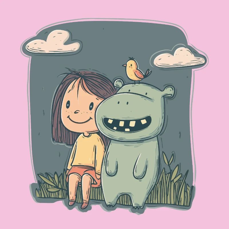 Mädchen und Nilpferd Freundschaft