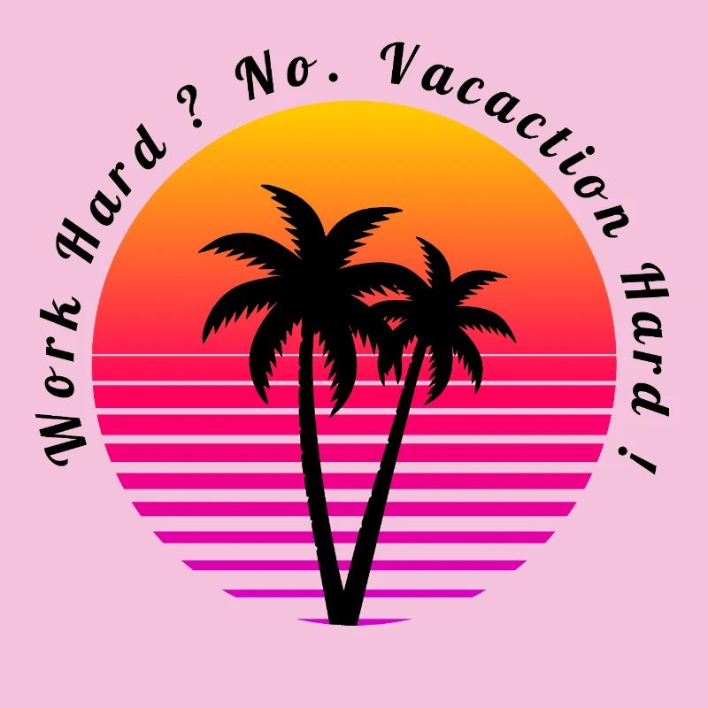 Palm Trees and Beach Sunset Retro Design
