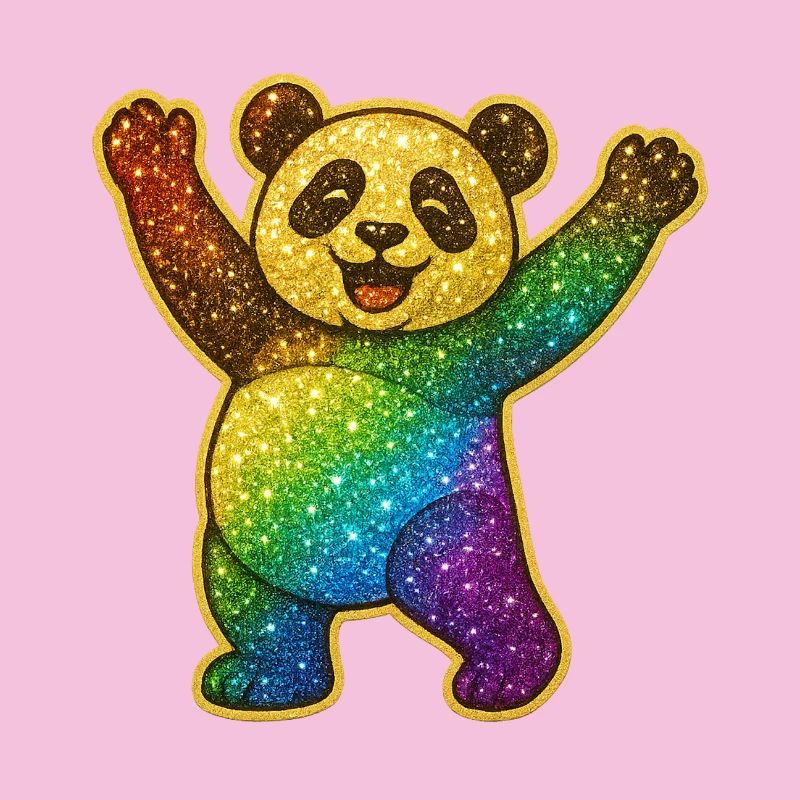 Glitzernder Regenbogen Panda
