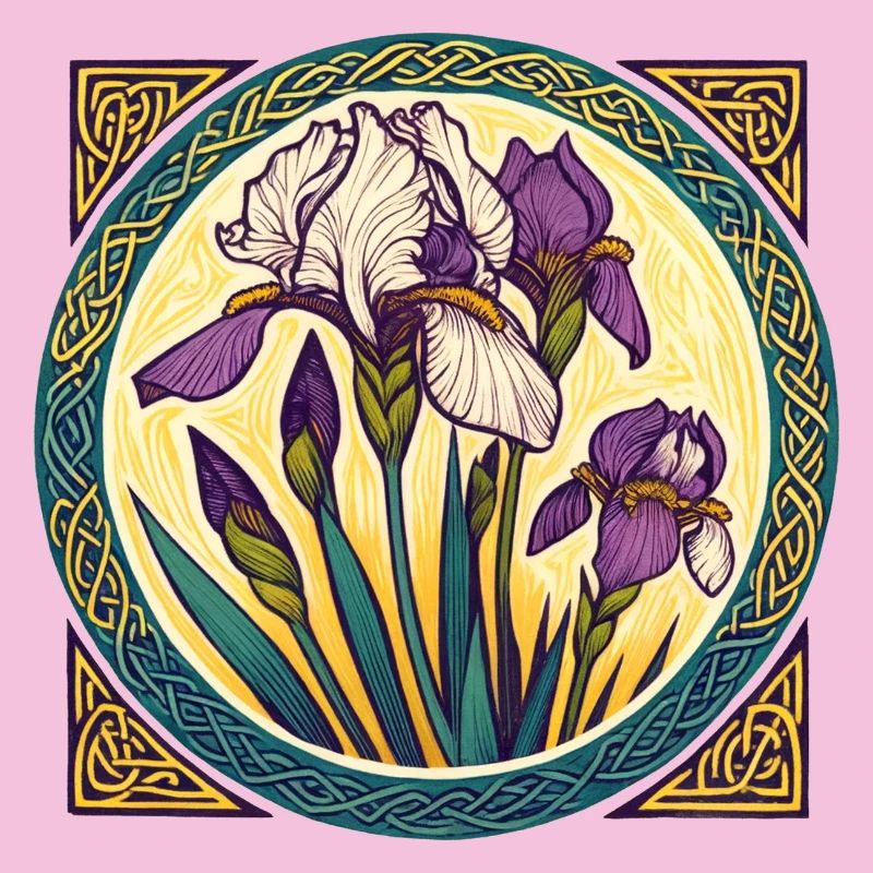 Intricate Irish Iris Celtic Artwork