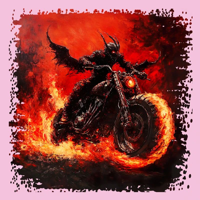 Demonic motorcyclist on fire