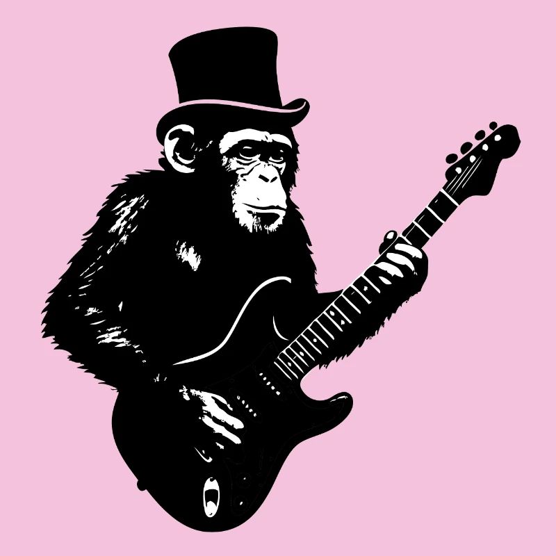 Greifende Affe mit E-Gitarre im Retro-Style