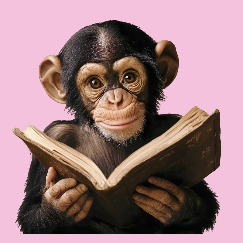 Wissbegieriger Affe mit Buch