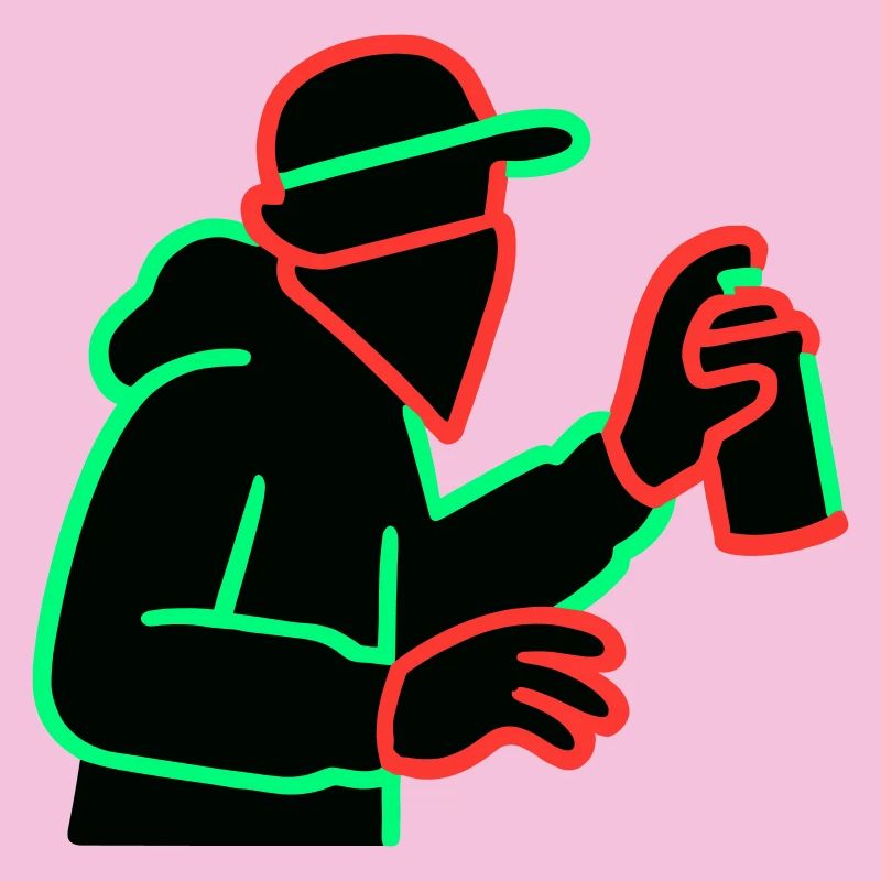 Pulvérisateur de graffitis au néon Silhouette