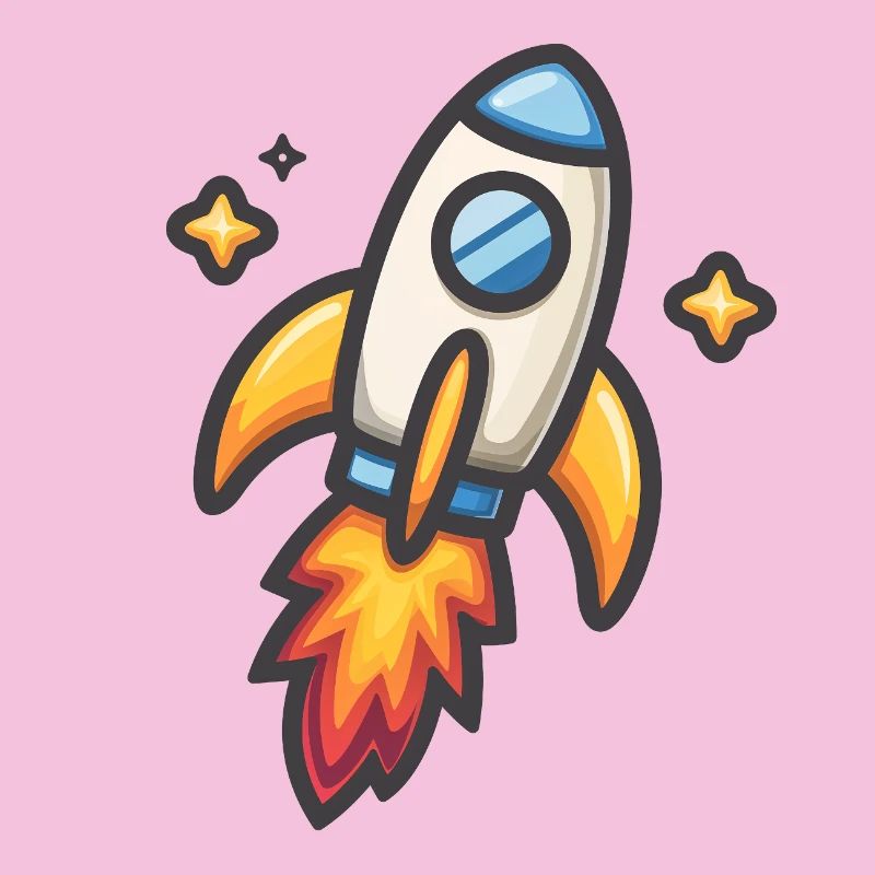Rocket Launch Cartoon Design