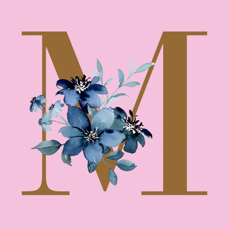 Monogramm M mit Blaublüten