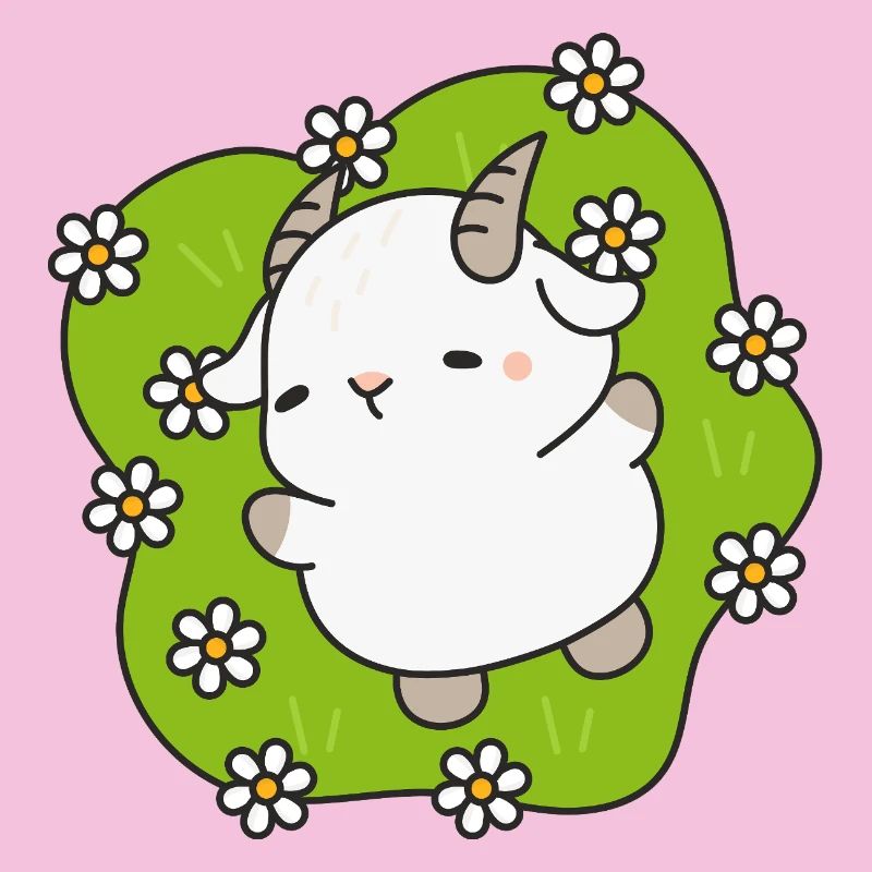 Kawaii Lamm Gänseblümchen