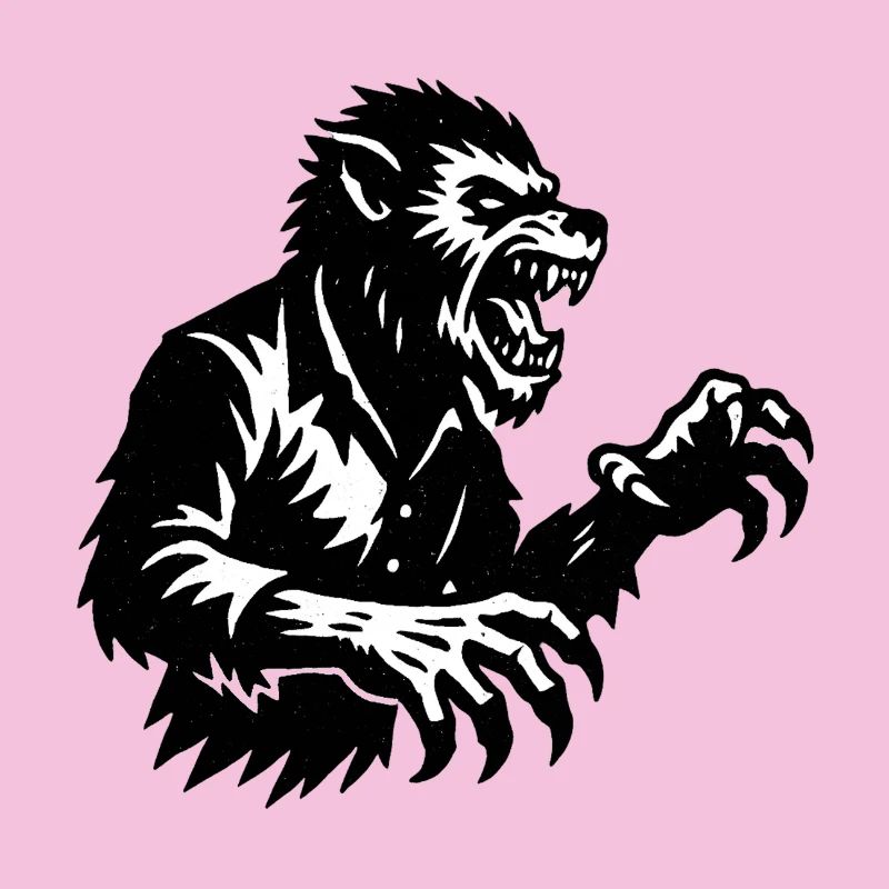 Werwolf Silhouette Schwarzweiß