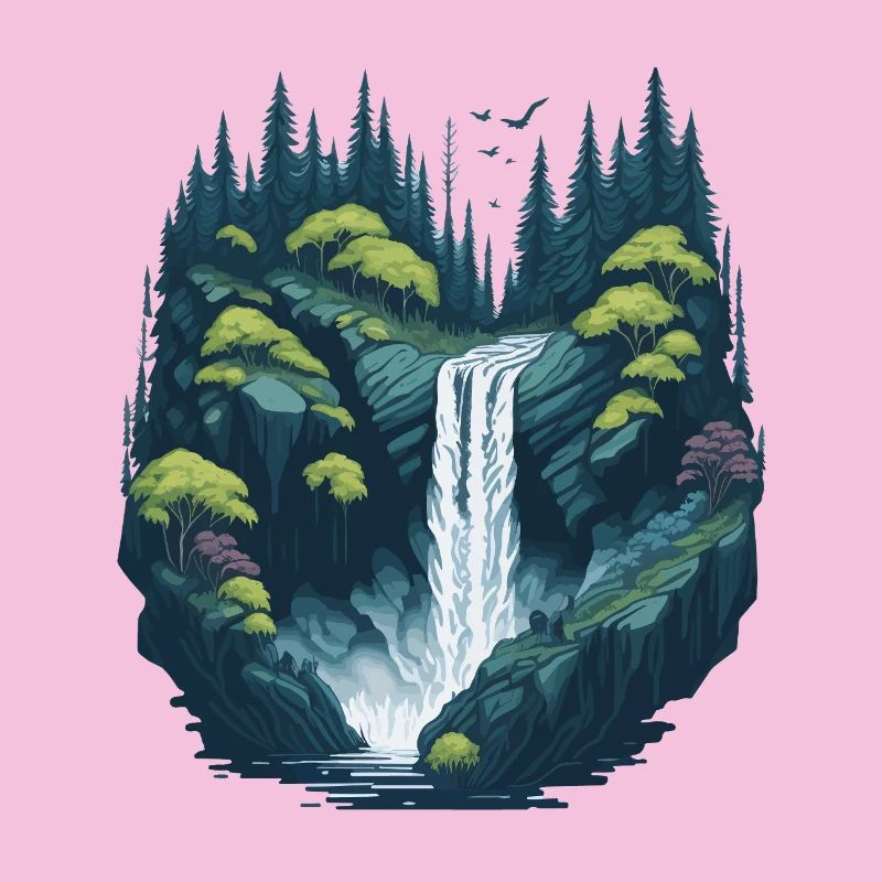 Leuchtender Waldwasserfall