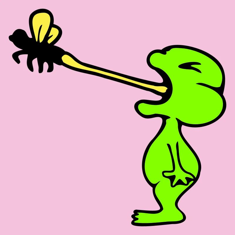 Frog catches fly tongue mosquito eat hunger toad