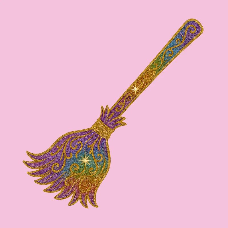 Rainbow Glitter Broom Magic