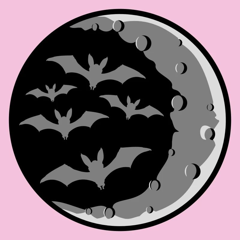 Lots of bats silhouette cool crescent moon night