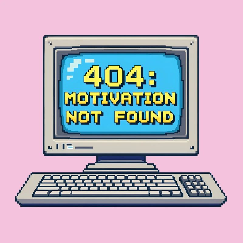 8-Bit Pixel Retro PC – 404 Motivation Not Found
