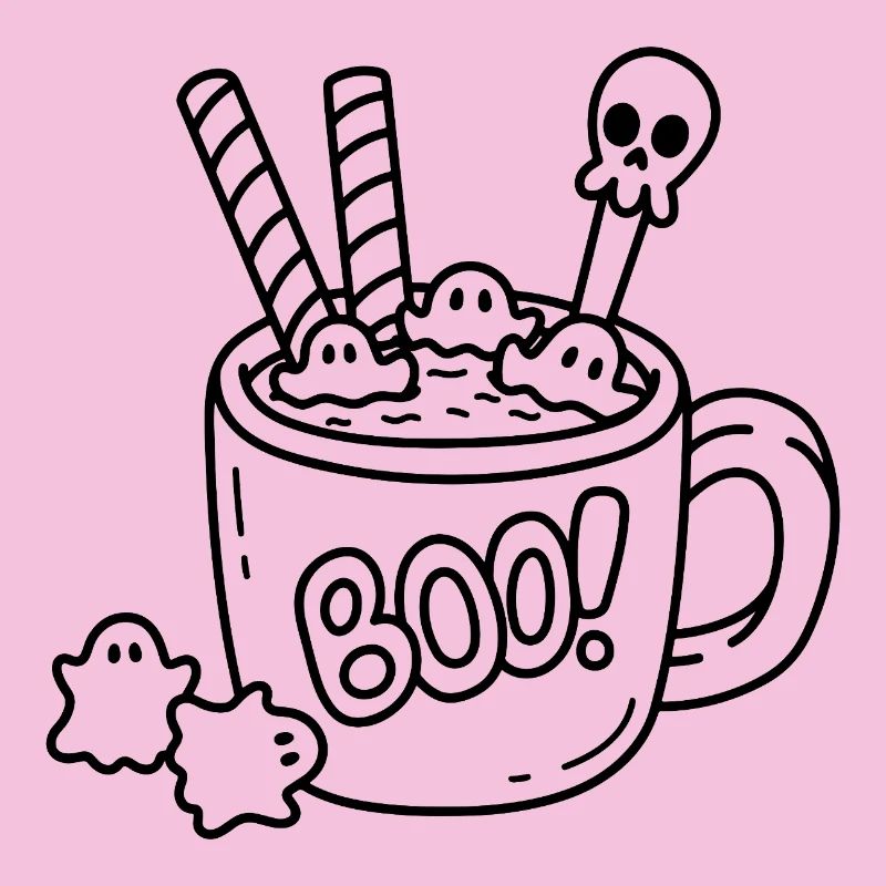 Mug Halloween Sketch – Ghosts, Waffles & Spoons