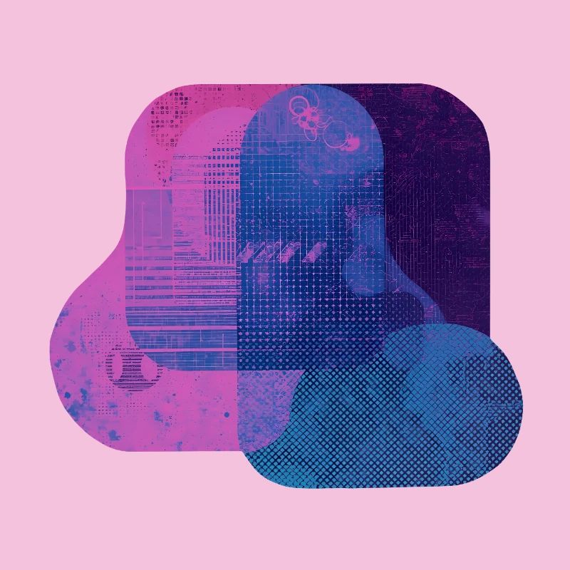 Couches techniques abstraites — Art numérique bleu et rose