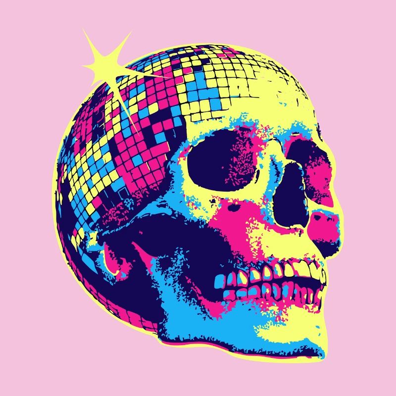 Crâne disco néon