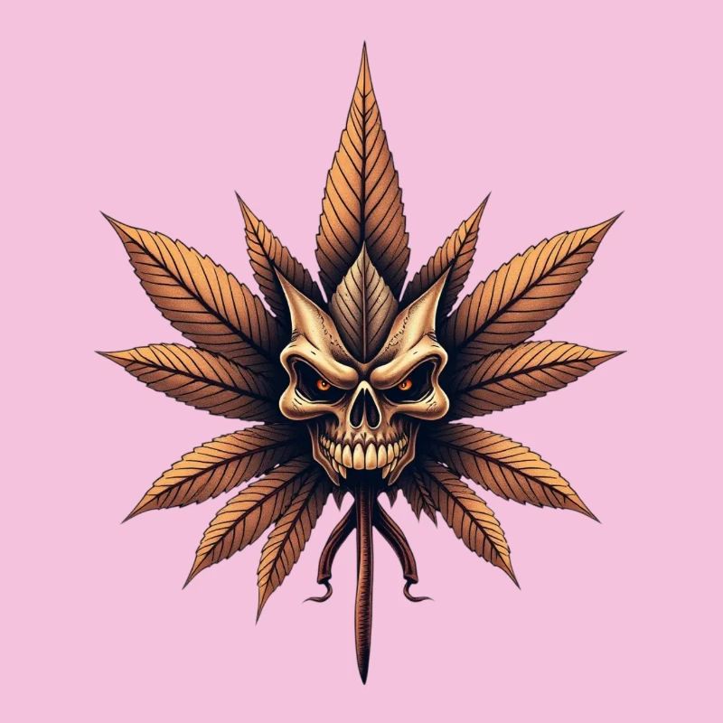 Skull Leaf Gothic Cannabis