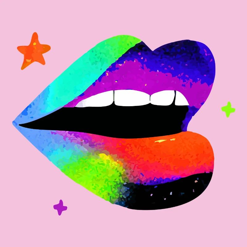 Rainbow Lip Pop Art