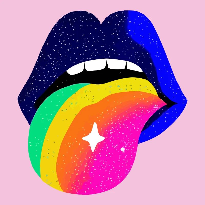 Regenbogenzunge Pop Art Lippen