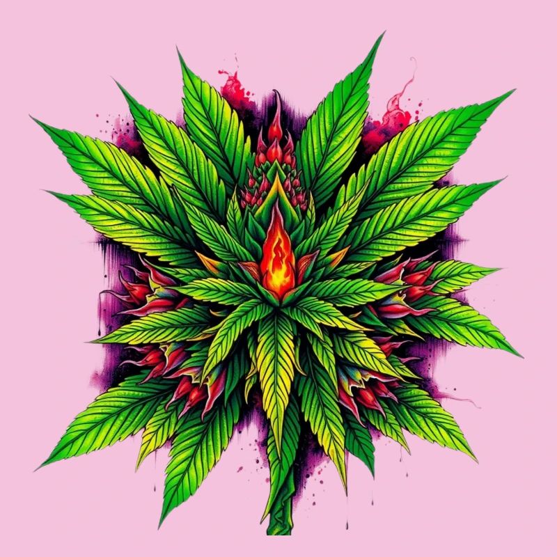 Mandala de Feu Feuille de Cannabis Étoile