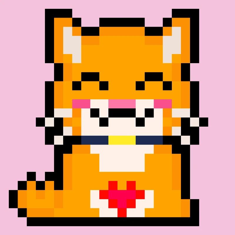Pixel cat with heart