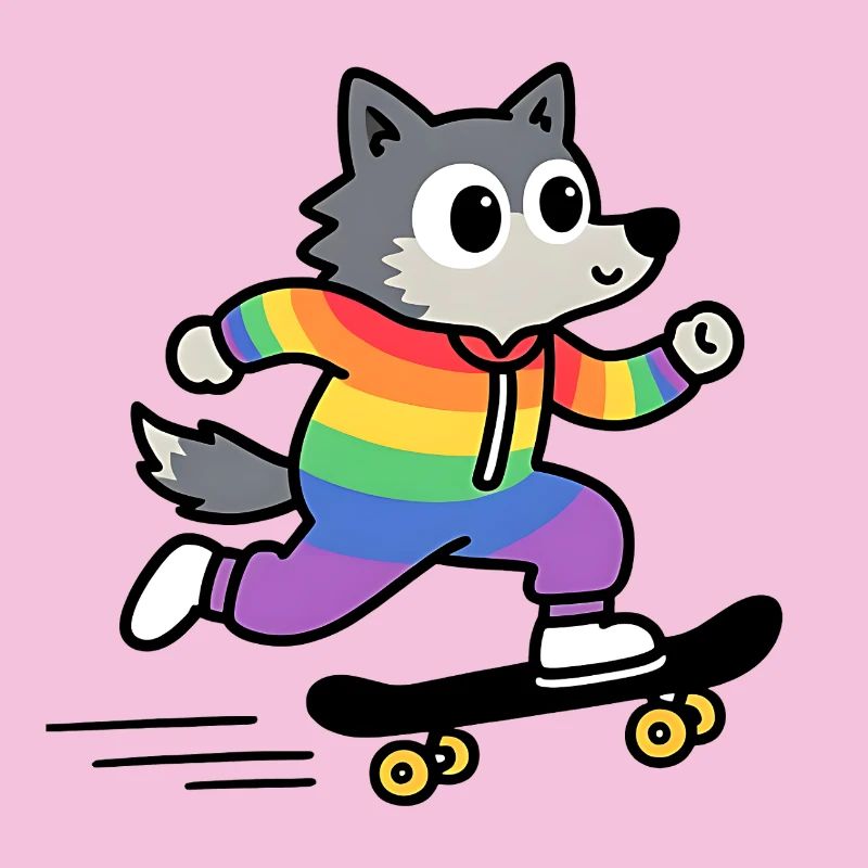 Rainbow Wolf Skate