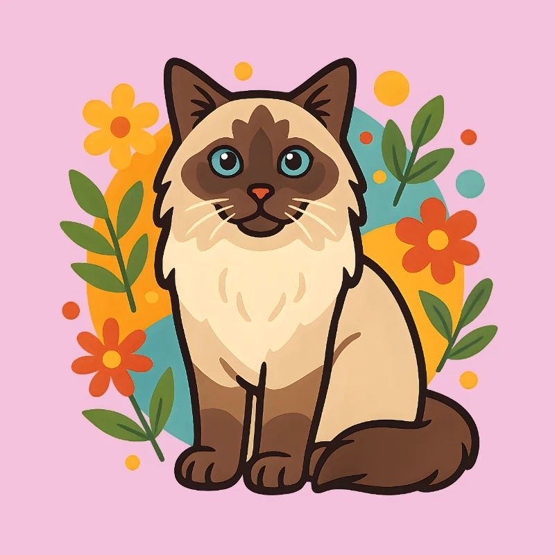 Ragdoll Katze mit Blumenkreis