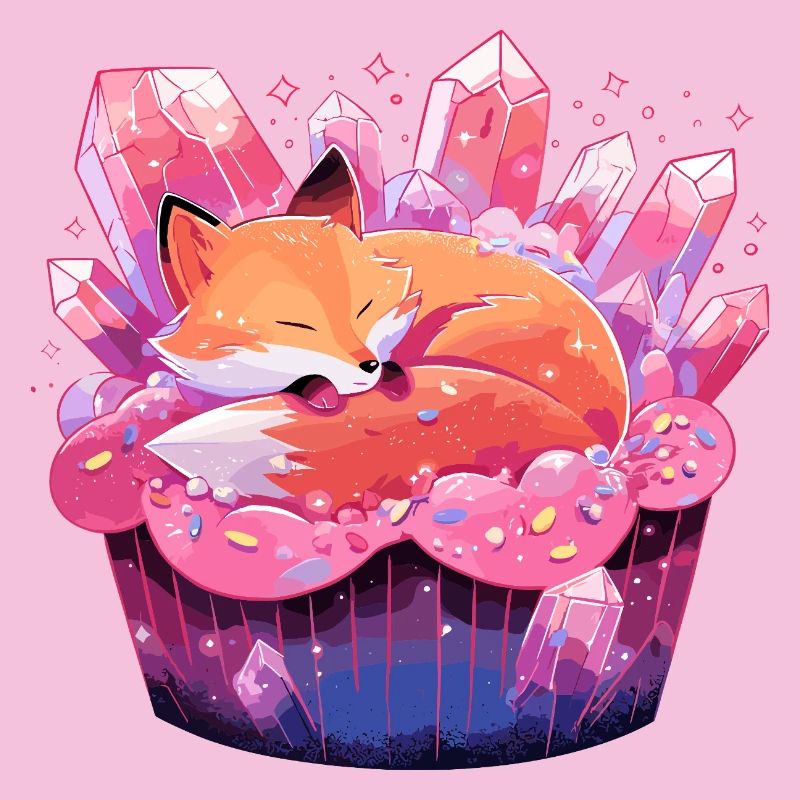 Renard endormi dans un gâteau de cristal