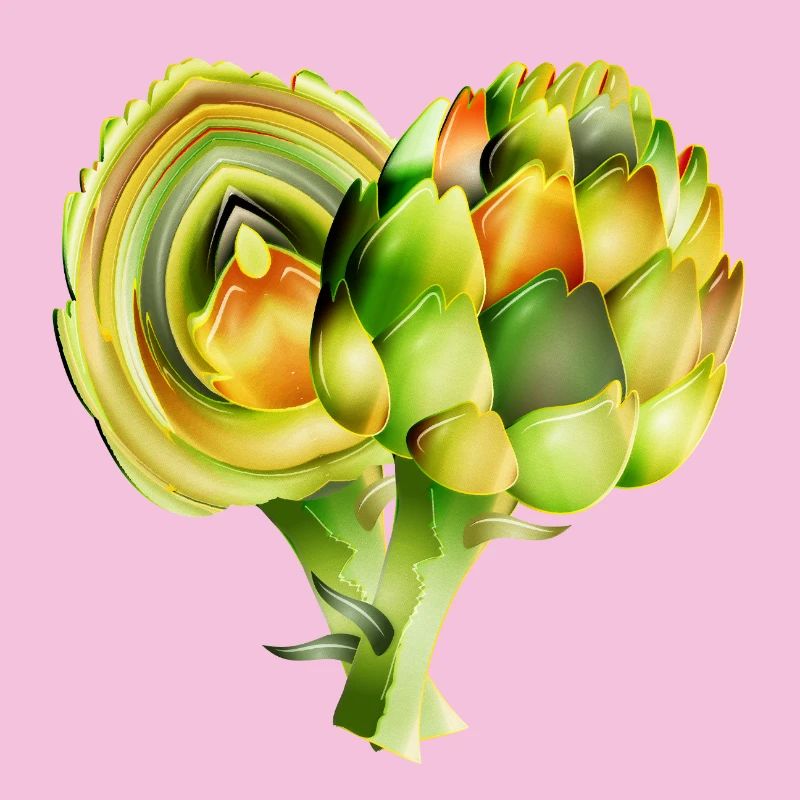 Illustration délicate d’artichauts dans des tons verts chauds