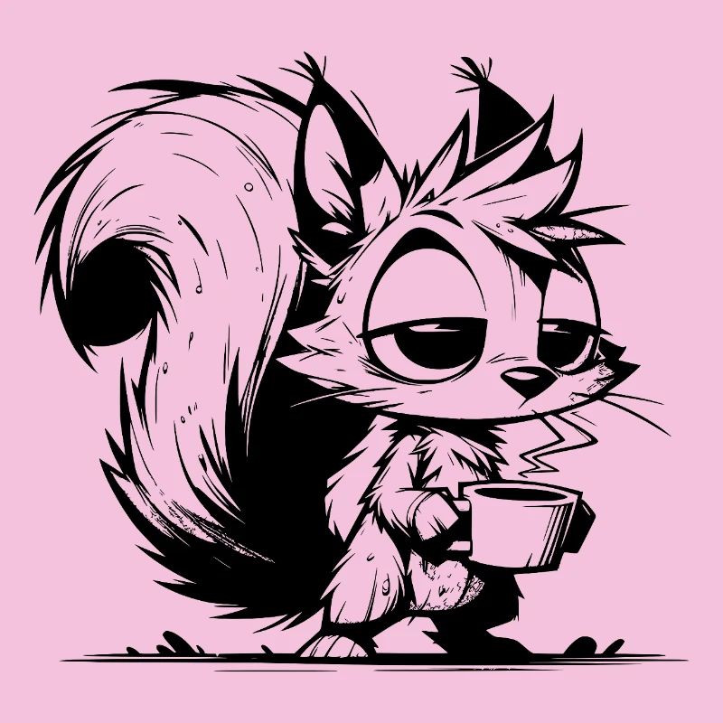 Ohne Kaffee kein Eichhörnchen bei der Arbeit