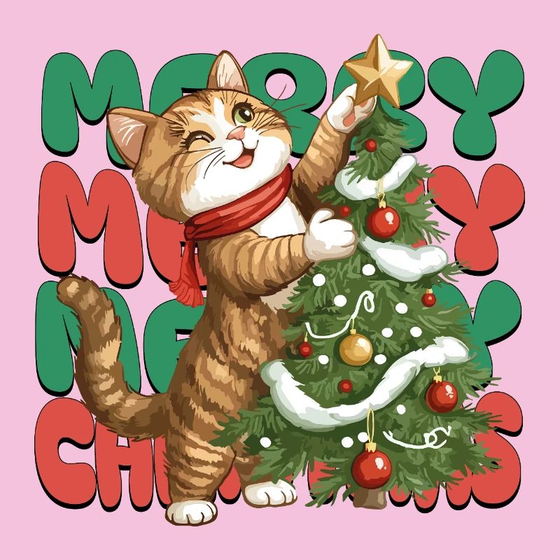 Chat Arbre de Noël Noël Noël Mignon Drôle