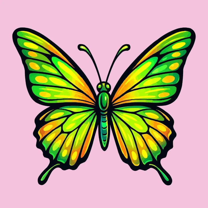 Papillon Vert Éclatant Jaune