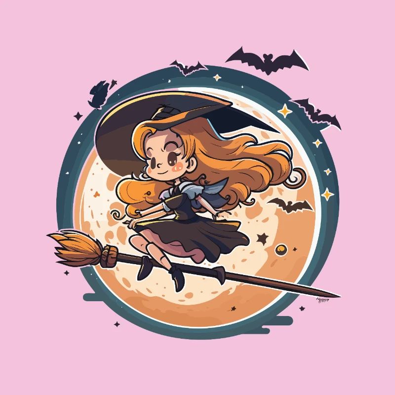 Moonlight Witch on Broom