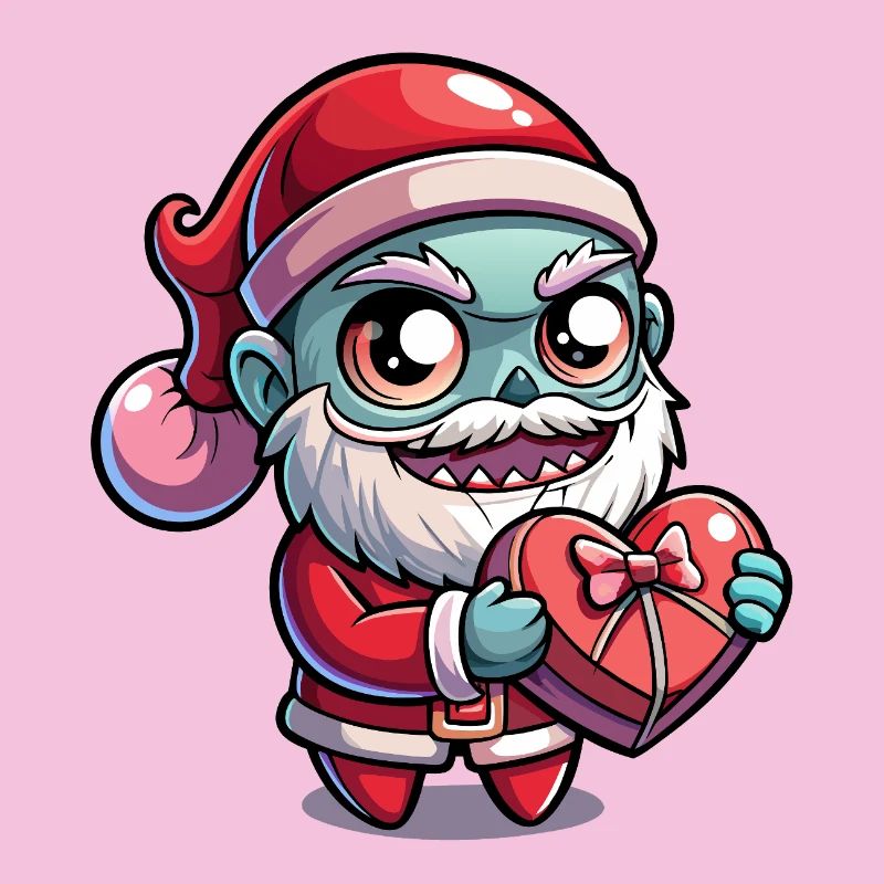 Weihnachtsmann-Zombie mit Herzgeschenk