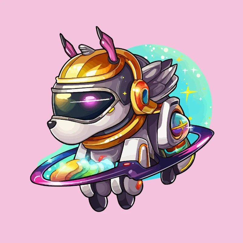 Chien de l’espace sur un hoverboard