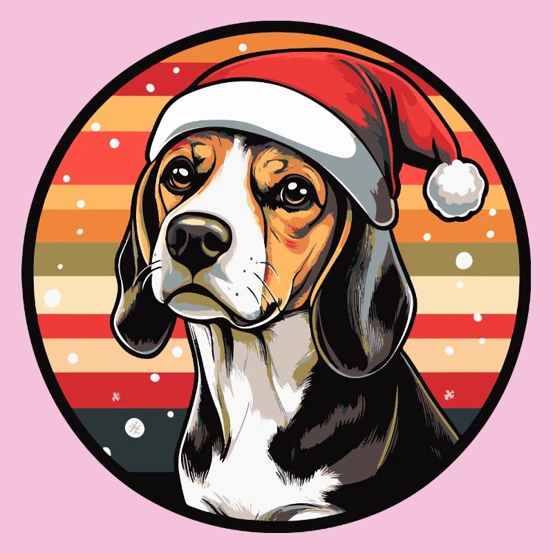 Beagle mit Weihnachtsmannhut