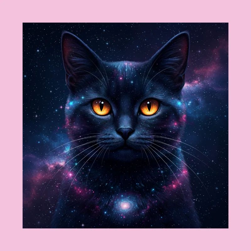 Galaxy Cat Kitten Face Nebula Eyes Space Kitty Art
