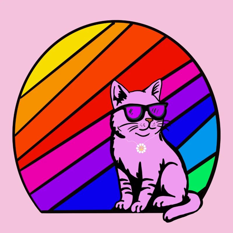 Regenbogenkatze mit Sonnenbrille