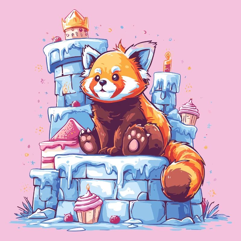 Panda rouge sur le château de glace