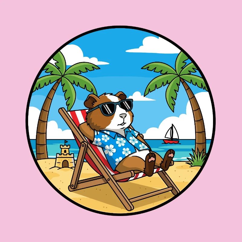 Ambiance estive de vacances à la plage de cochons d’Inde cool