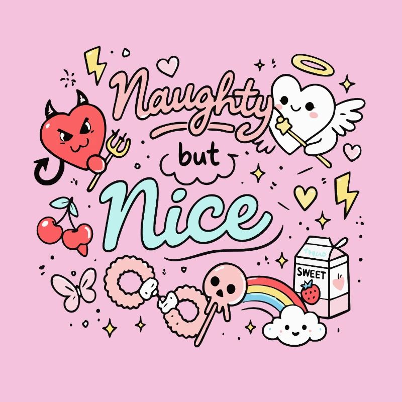 Naughty But Nice Freches Doodle Statement